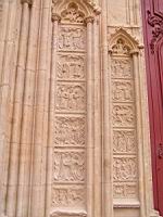 Lyon, Cathedrale Saint Jean, Portail, Porche central, Ebrasement, Plaques decorees (14)